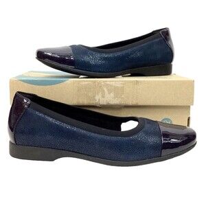 Clarks Un Darcey Cap -Women's Sz 7.5(M) Blue Sparkle Ballet Shoes - 44962